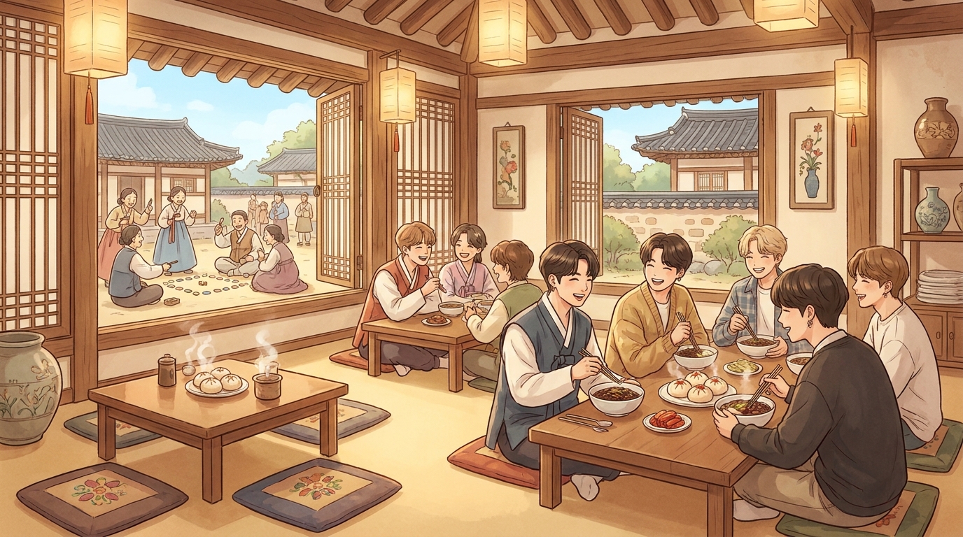 K-Pop Stars Enjoy Traditional Gochujang Buns and Jjajangmyeon in Gyeongju