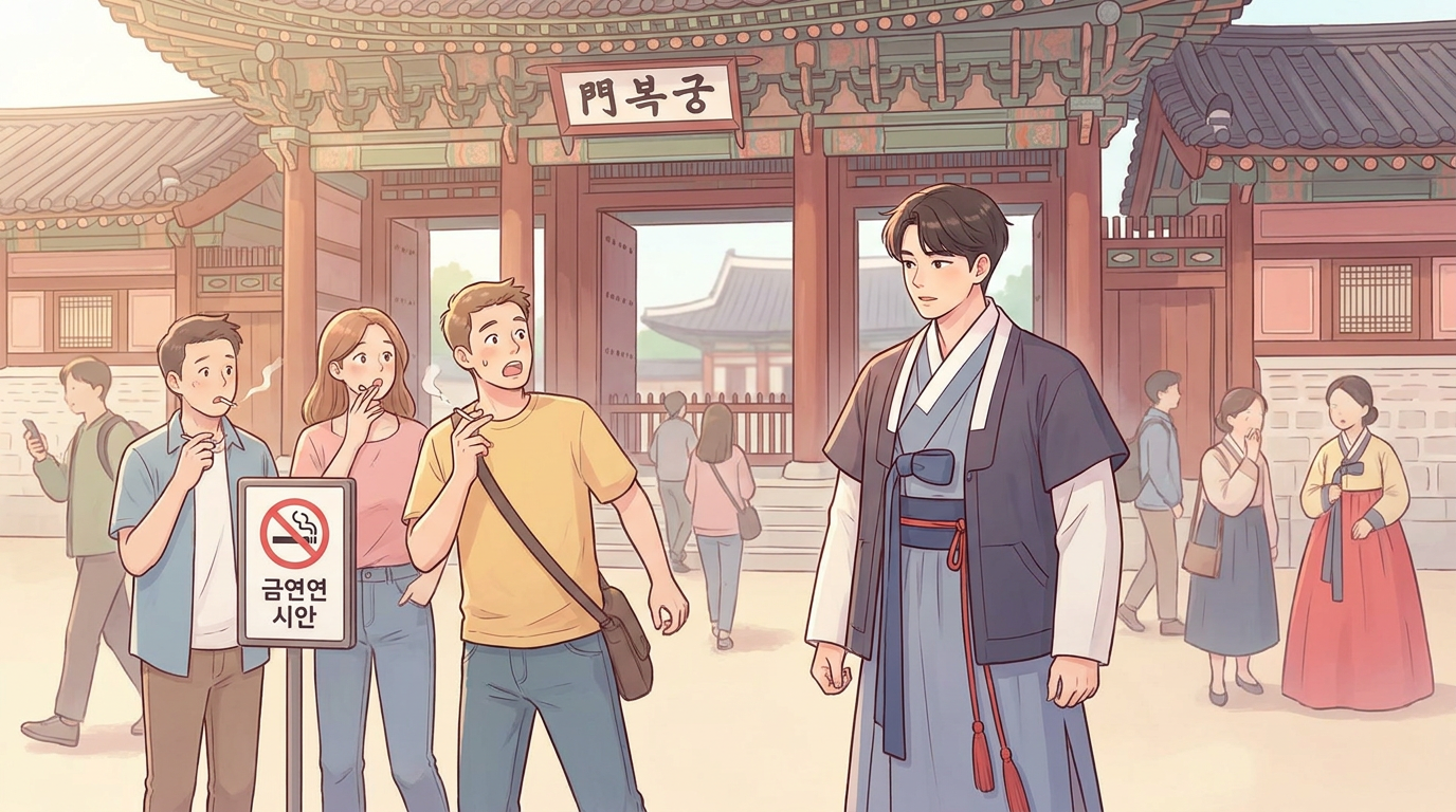 Super Junior's Choi Siwon Deters Smoking at Gyeongbokgung!