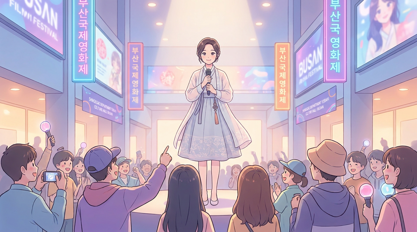 Jeon Min-a as a Butterfly Illuminating Busan Night at BIFF