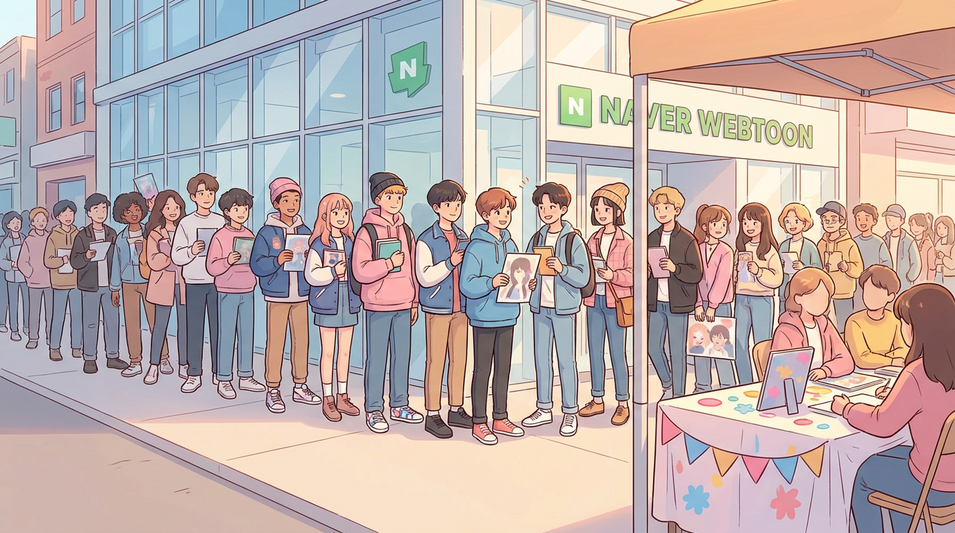 Korean Webtoon Takes Over New York: Fans Queue for 3 Hours at Author Signing!