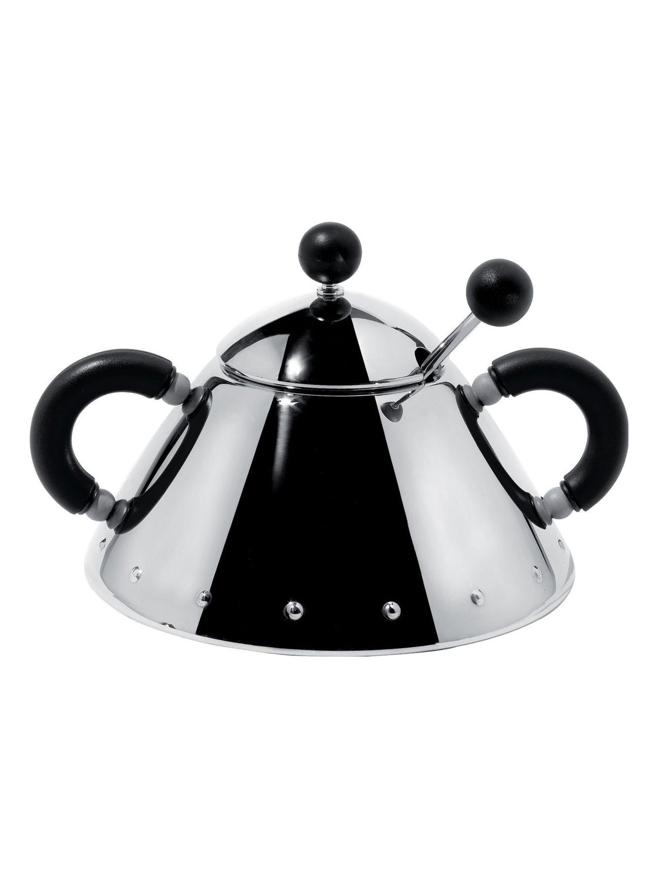 Sugar bowl with spoon - Black handles
