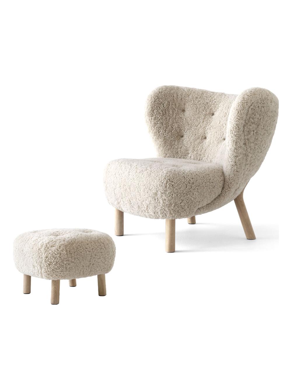 Little Petra Lounge Chair & Ottoman - Moonlight sheepskin