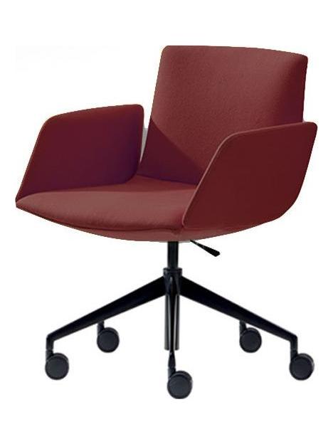 Catifa Sensit Conference 5-spoke Swivel Chair - Black matt Structure / Leather Elmosoft ES35126 / No seam / Upholstered Armrests