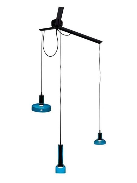 Stablight 3 Lights Adjustable Suspension Lamp LED Dimmable in Blown Glass