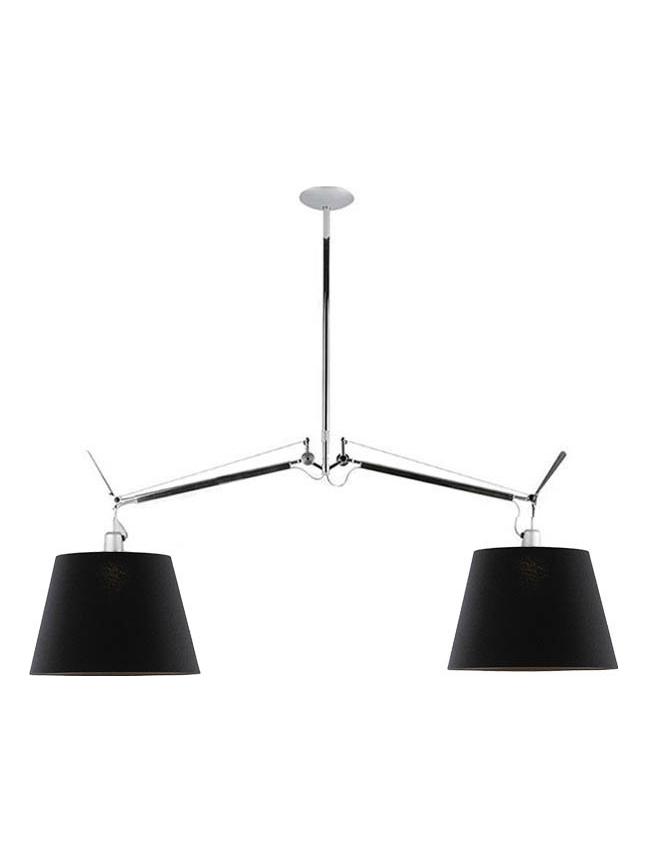Tolomeo Basculante Suspension Two Arms Black Fabric Diffusers D360