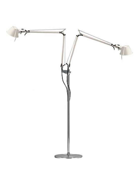 Tolomeo Floor Double White Lamp with Two Adjustable Arms Design