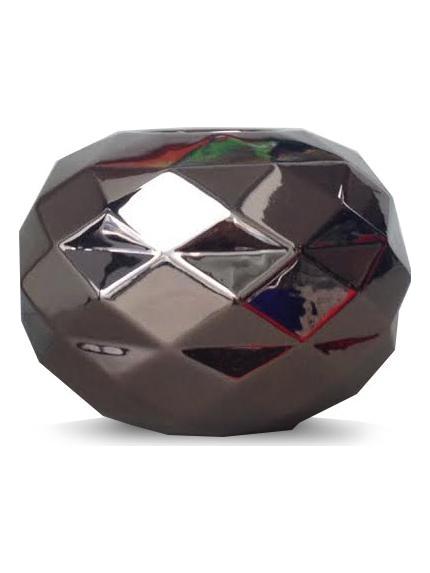 Cut Small Ball Vase - Glossy Platinum Dark