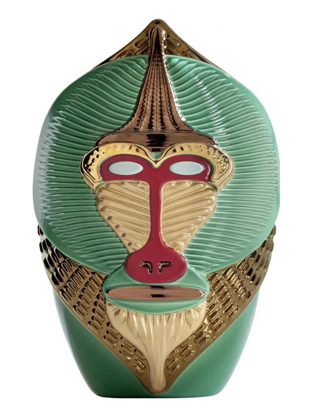 Primates Mandrillus Vase - Glossy Fire Red + Green