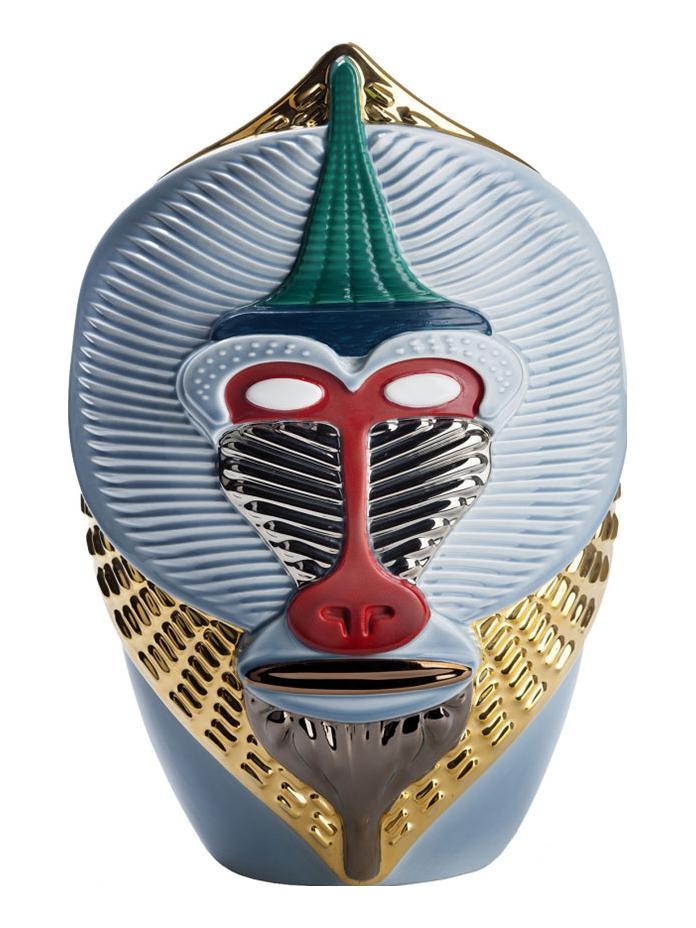 Primates Mandrillus Vase - Sugar Paper, Red and Gold