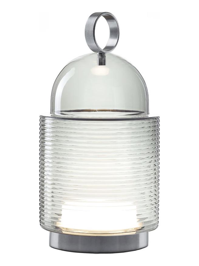 Dome Nomad Lines Large PC1288 Table/Floor Lamp Glass: Transparent - Body finish: brushed stainless steel - Cable black 