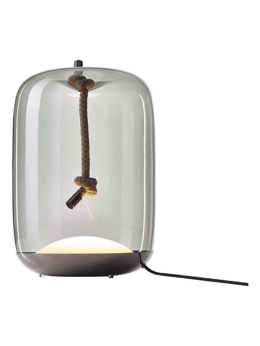 Knot Cilindro Battery Table Lamp Outdoor - Smoke grey/Stainless steel