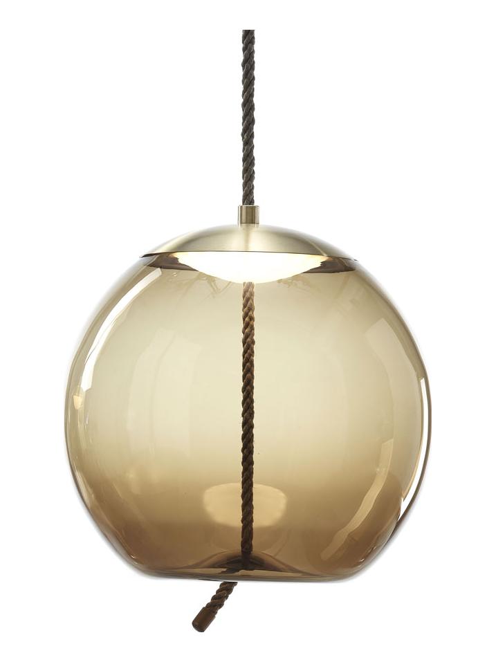 Knot Sfera Suspension Lamp - Glass Smoke brown/transparent glass - Mount Brass