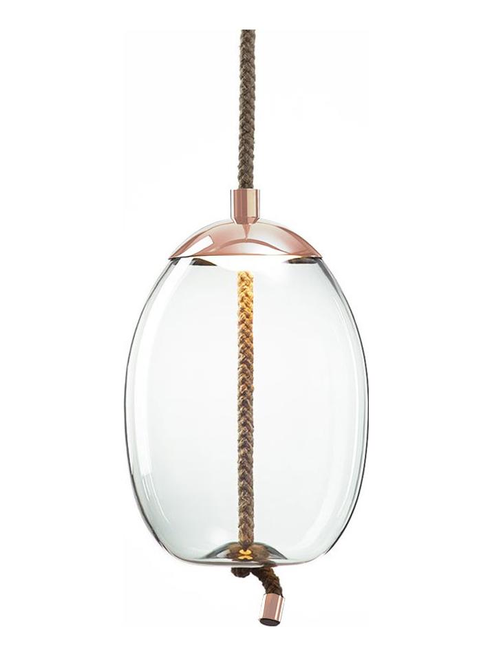 Knot Uovo Suspension Lamp - Trasparent glass - Mount Copper