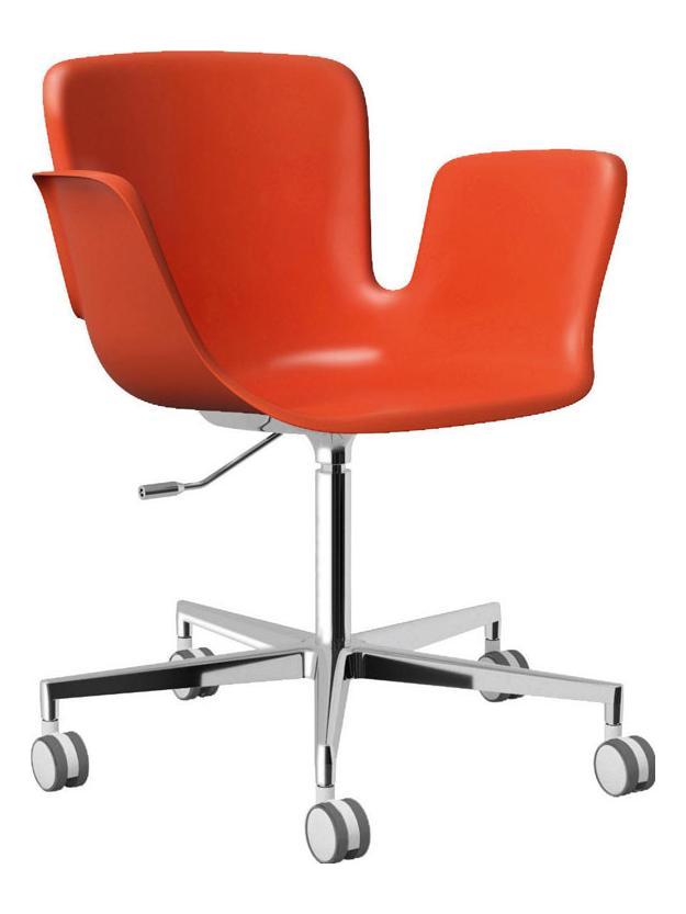 Juli Plastic Swivel Chair - Orange RAL2002 / Polished Aluminium 412