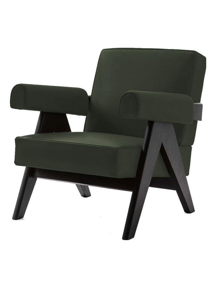 053 Capitol Complex Armchair - Black Stained Oak / Leather Extra Forest Green