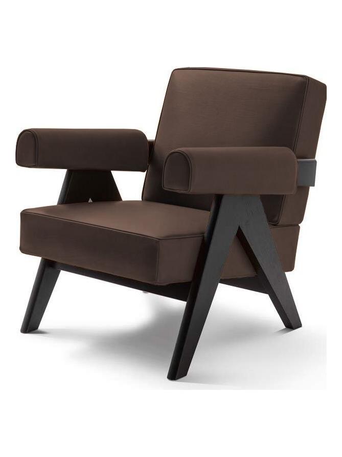 053 Capitol Complex Armchair - Black Stained Oak / Leather ZZ Moka