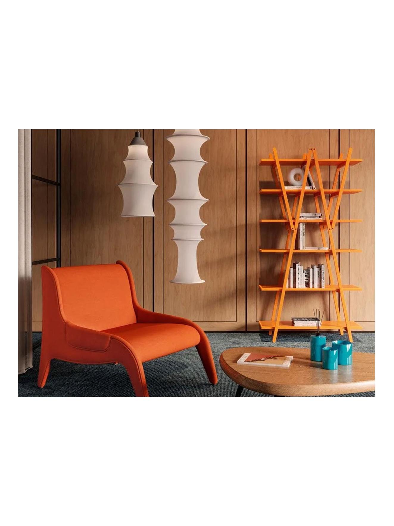 114 Nuvola Rossa Bookcase - Lacquered Arancione Becco d’Oca Beechwood