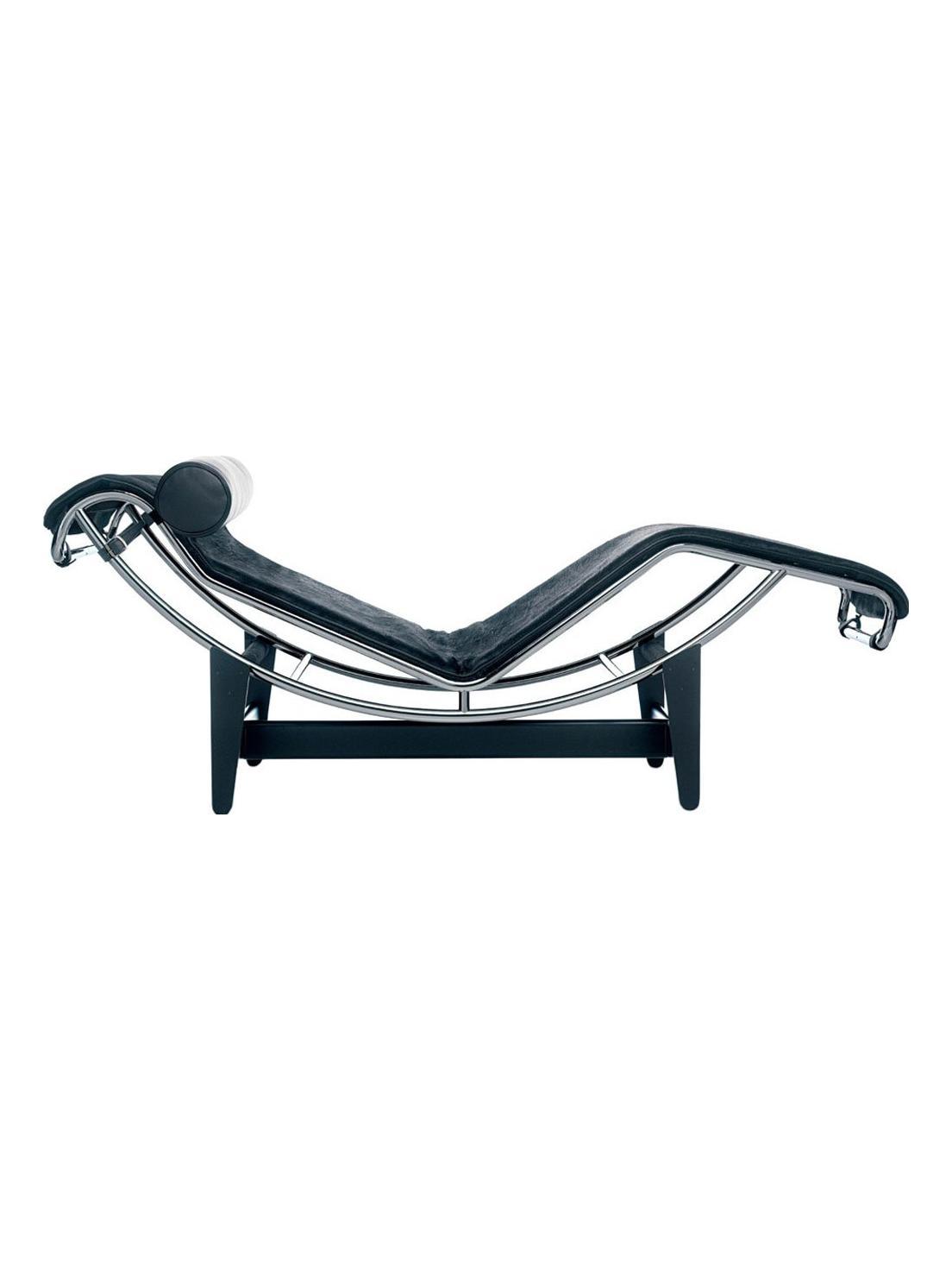 4 Chaise Longue à Reglage Continu - Black Cowskin