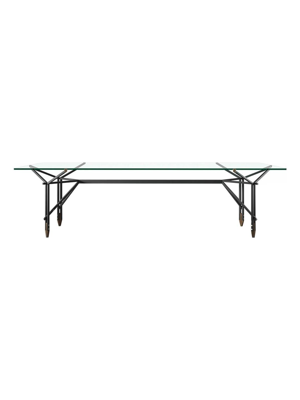 815 Olimpino Table - L. 240 Matt Black/Clear Glass