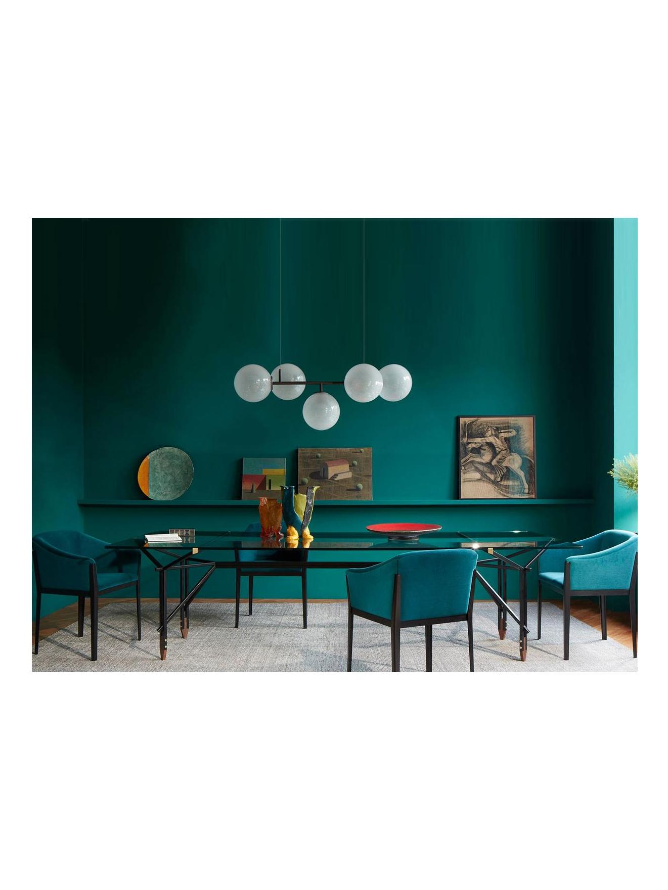 815 Olimpino Table - L. 270 Matt Black/Clear Glass