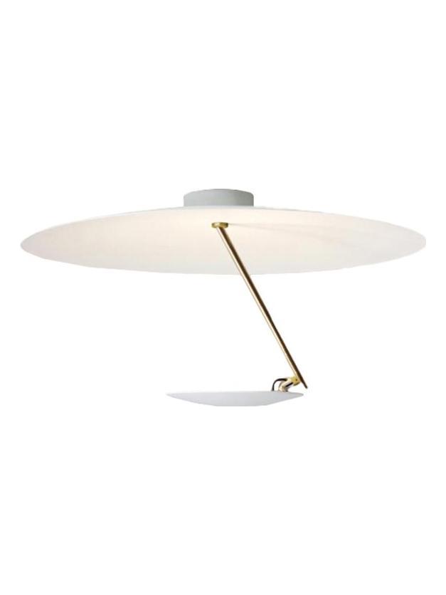 Lederam C150 Ceiling Lamp - White Disc/Gold Rod