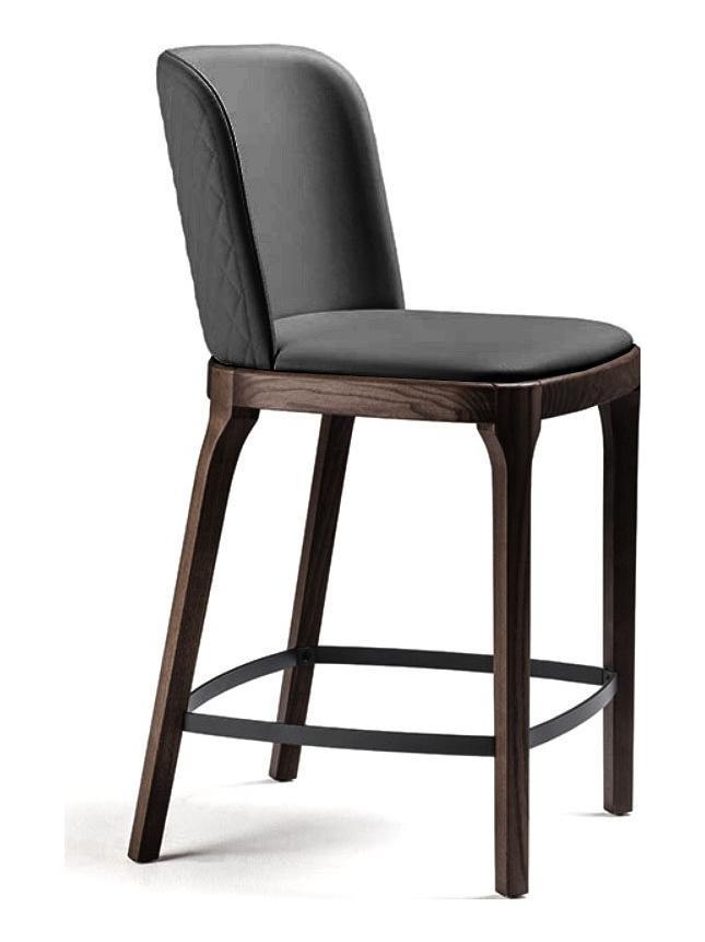 Magda Couture Stool - frRB Leather 952 Smoke