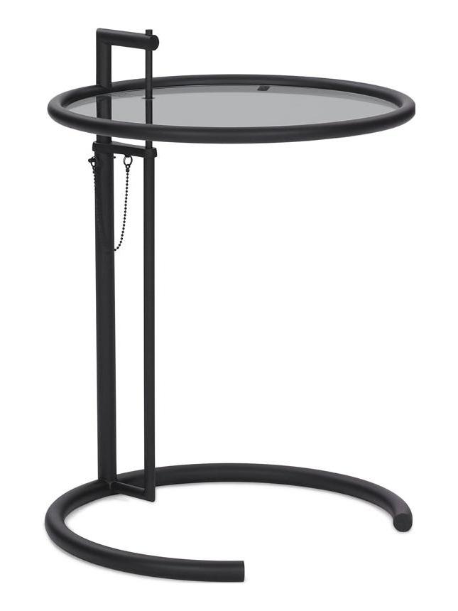 Adjustable Table E 1027 Black/Transparent Glass