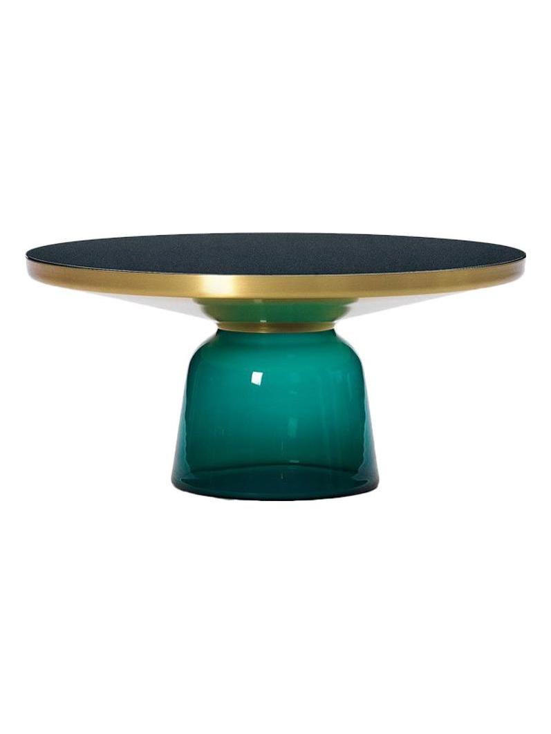 Bell Coffee Table Green Emerald/Brass and Crystal Black