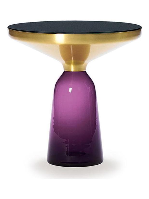 Bell Side Table Amethyst Violet/Brass and Crystal Black