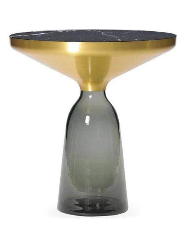 Bell Side Table Quartz Grey/Brass and Marquina Marble