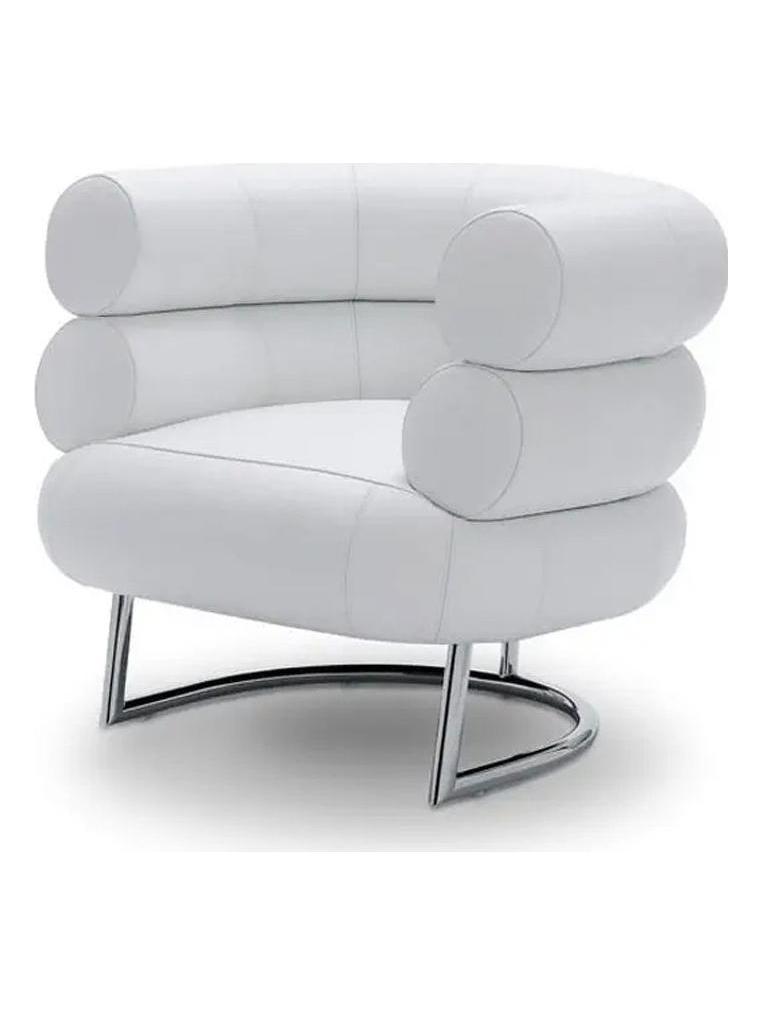 Bibendum Armchair - Leather white Classic , chrome base 