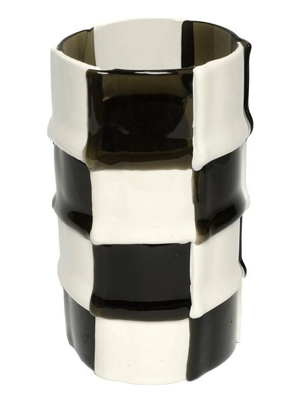 Bamboo Vase L - Clear Dark Grey, Matt White