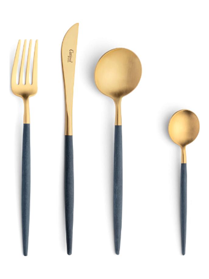 Goa Blue Matte Gold Set 24 Cutlery