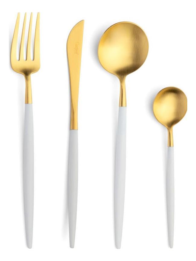 Goa Matt Gold White Set 24 pcs + Woodchest