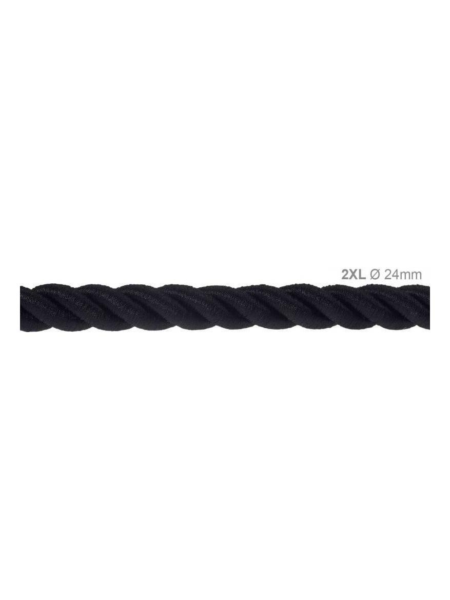 Electric Cable XL Black Glossy Cord 3x Spiral Braided Twisted
