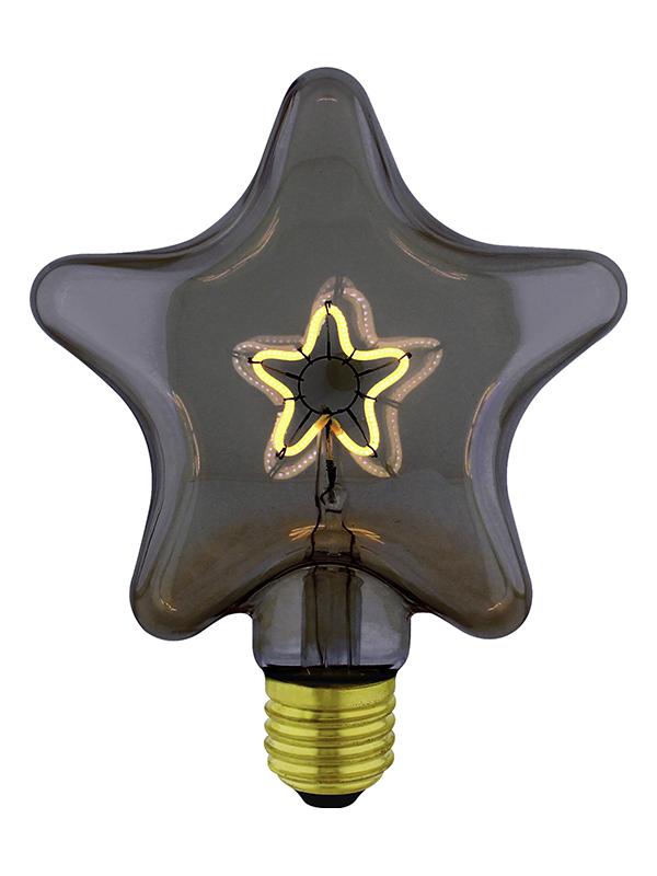 LED Curved Vintage Bulb STAR E27 3W Smoky Gray Glass Dimmable