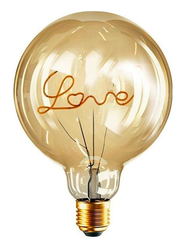 LED Curved Vintage Lamp Globe D125 LOVE DOWN E27 5W Amber Dimmer