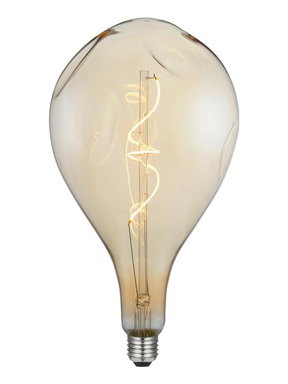 LED Curved Vintage Lamp Globe XL A165 BUMPED E27 5W Amber Dimmer