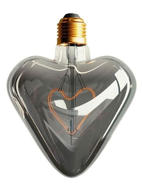 LED Curved Vintage Lamp HEART filament E27 5W Smoky Gray glass Dimmer