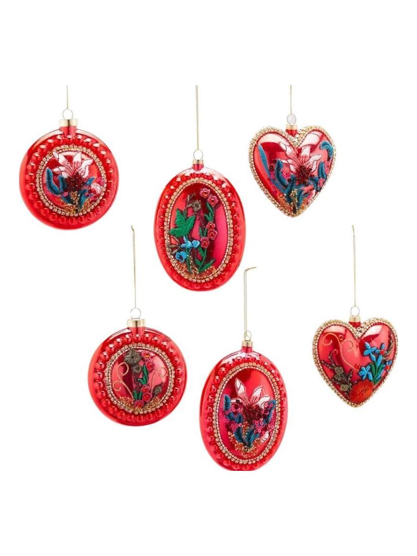 Glass Embroidery Decoration – Set of 6