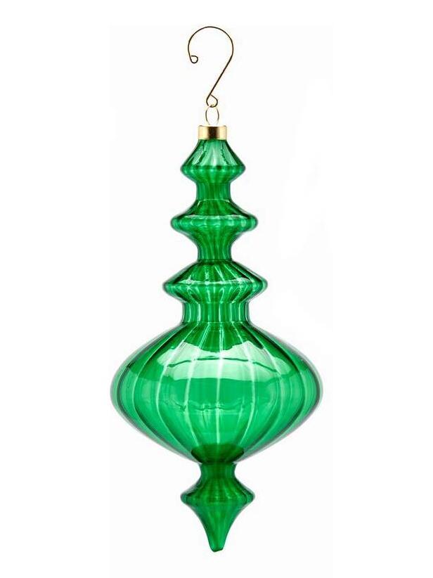 Glass Spinning top Decoration H. 23 cm – Green