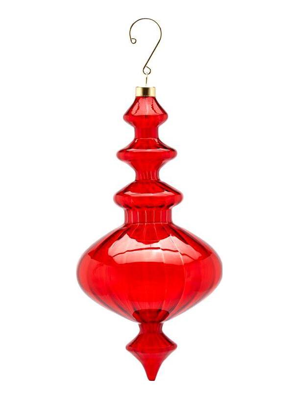 Glass Spinning top Decoration H. 23 cm – Red