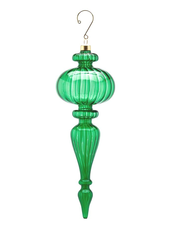 Glass Spinning top Decoration H. 25 cm – Green