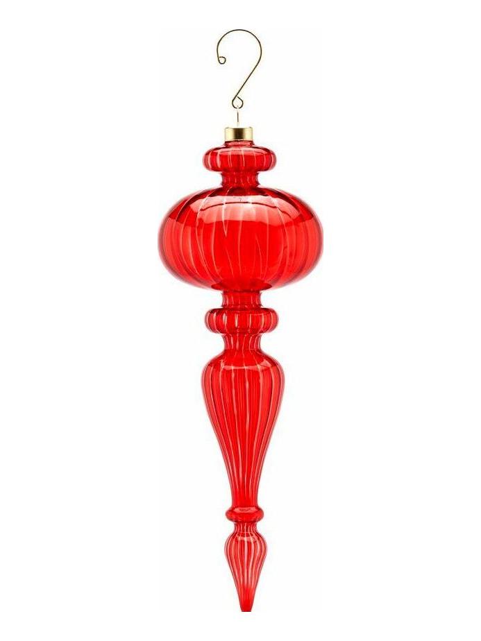 Glass Spinning top Decoration H. 25 cm – Red