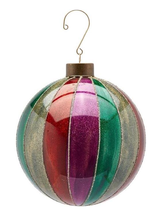 Gold glitter Striped Glass Ball