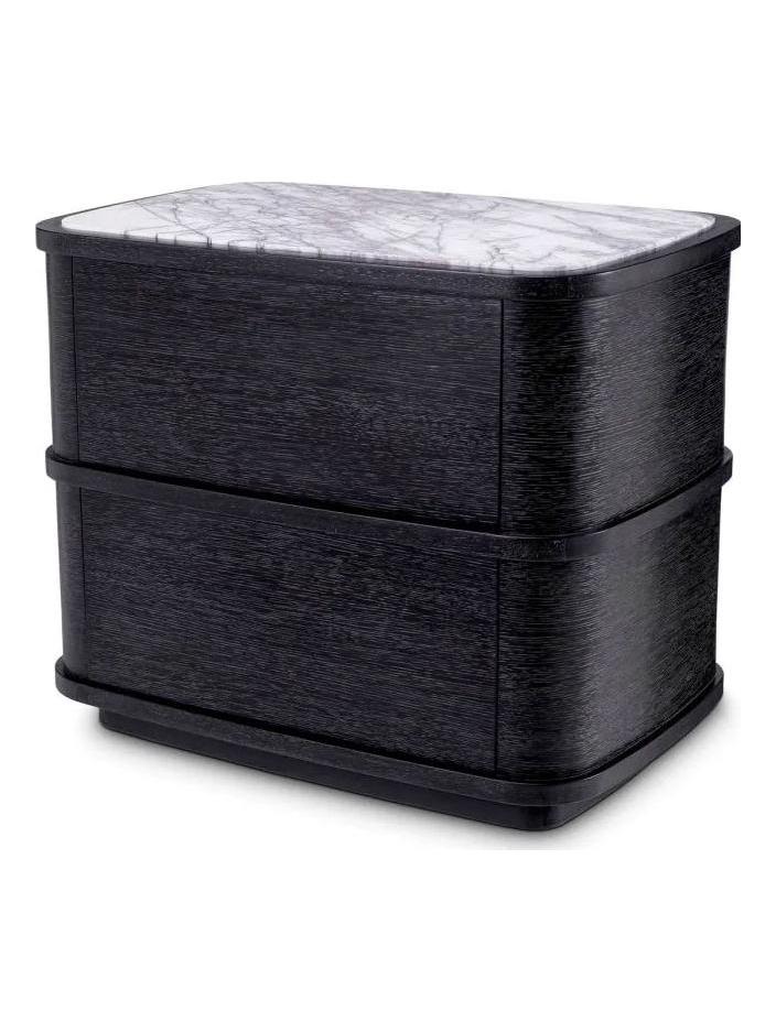 Cabana Nightstand - Charcoal Grey Oak Veneer/Bianco Lilac Marble
