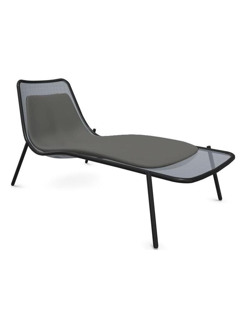 Round Sunbed with Cushion - Black / 900-77 Grey