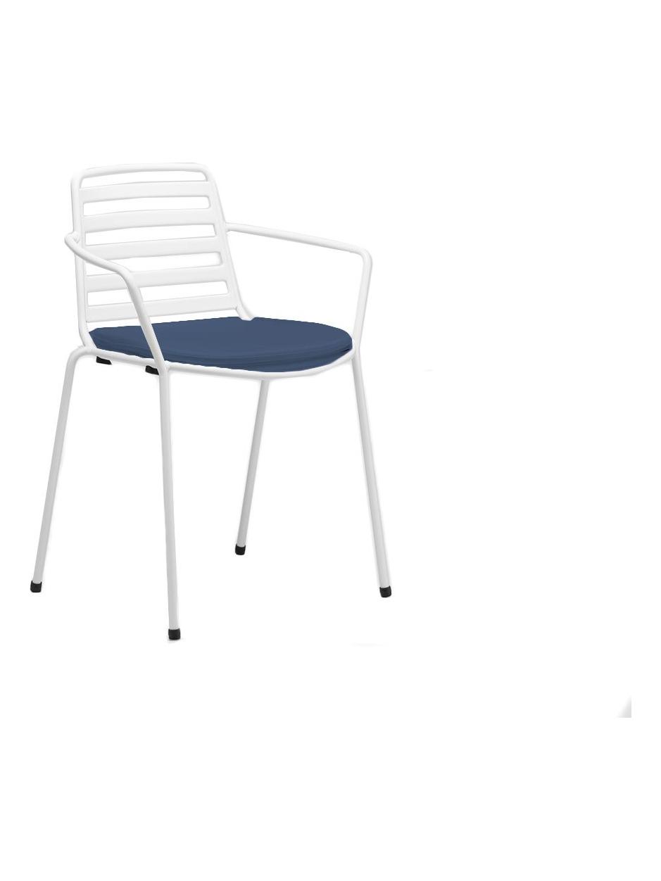 Street Chair with Armrests - White / Brisa Magnetic Upholstered Seat
