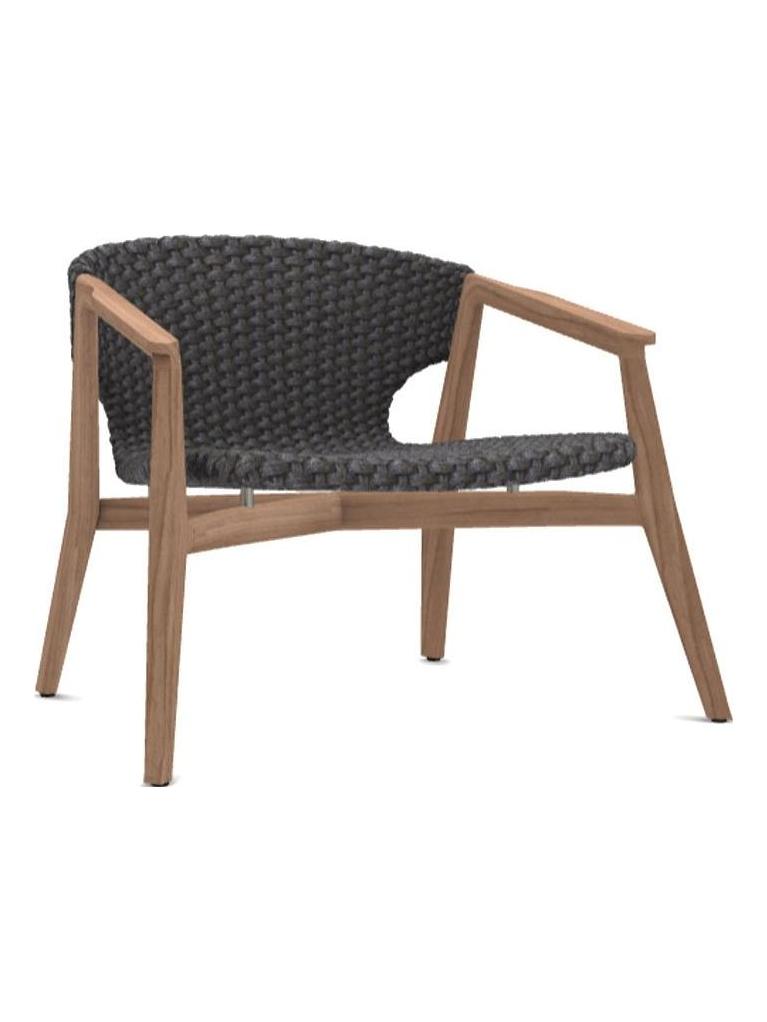 Knit Lounge Armchair - Teak / Rope Lava Grey