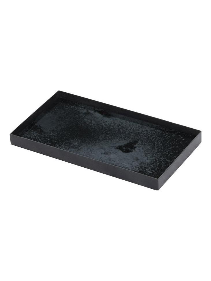 Charcoal Mirror Valet Tray - Black Metal Rim - M